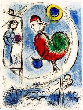 contemporary - The Rooster Over Paris color lithograph contemporary Marc Chagall